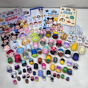 Disney Tsum Tsum Huge Lot Vinyl Figures Collector Guides Activity Books 60+ Pc